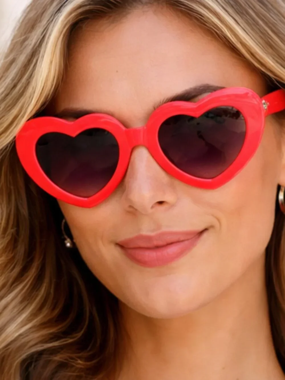 red heart shaped sunglasses women chunky frame love themed casual statement cute